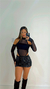 BODY PRETO TRANSPARENTE COM RECORTE LATERAL E MANGAS LONGAS - comprar online