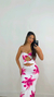 VESTIDO MID FLORAL ROSA COM FENDA
