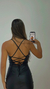 VESTIDO PRETO JUSTO DE COURO - comprar online