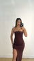 VESTIDO TOMARA QUE CAIA MARROM COM FENDA - comprar online