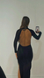 Vestido Canelado Manga Longa com Costas Abertas e Fendas Laterais - comprar online