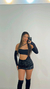 BODY PRETO RECORTADO COM BOJO E MANGAS FIXAS - loja online