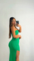 VESTIDO CANELADO RECORTE COM ARGOLA E FENDA LATERAL VERDE - comprar online