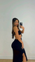 VESTIDO MIDI CANELADO PRETO COM ARGOLA E FENDAS - comprar online