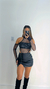 BODY PRETO COM TELA BRILHOSA E RECORTES - comprar online