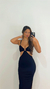 VESTIDO MIDI CANELADO PRETO COM ARGOLA E FENDAS