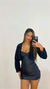 VESTIDO PRETO JUSTO DE COURO - Cecília Braga