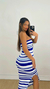 VESTIDO TRICÔ MÍDI LISTRADO AMARRAÇÃO AZUL - Cecília Braga