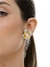 Brinco Flor com Pérola Banhado a Ouro e Ródio Branco
