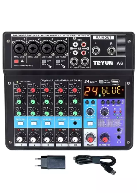 Mesa De Som Teyun A6 - Console De Mixagem Mixagem 6 Canais