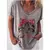 Camiseta feminina dos desenhos animados gato impressão verão manga curta com d