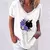 Camiseta feminina dos desenhos animados gato impressão verão manga curta com d - PetArte