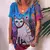 Imagem do Camiseta feminina dos desenhos animados gato impressão verão manga curta com d