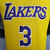 Camiseta regata amarela dos Los Angeles Lakers com o número 3 e o nome "LAKERS" em destaque.