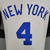 Camiseta regata branca do New York Knicks com o número 4 em destaque.