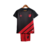 Kit infantil Athletico Paranaense II 23/24 na cor preta e vermelha, com camiseta e shorts.