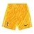 Shorts de goleiro masculino Nike da equipe Tottenham, modelo 24/25, na cor amarela com estampas em tons de laranja.
