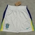 Shorts brancos da Seleção Brasileira, modelo 2024-2025, com detalhes em azul e verde e logo da CBF.