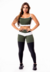 Conjunto Fitness Calça Legging Levanta Bumbum Preta com Verde Militar e Branco Cintura Alta e Cropped Alcinha | REF: CSV17