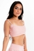 Top Cropped Fitness Alcinha Liso Com Tela Rose | REF: LX232