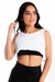 Blusinha Cropped Branca Com Top Tomara que Caia Preto | REF: LX293