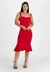 Vestido Vermelho Midi Alcinha com Babado | REF:NR54 - loja online