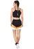 Conjunto Fitness Cropped Preto + Shorts Com Faixas Preto Com Branco e Amarelo | REF: LX052 - La Bela Shop