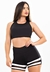 Conjunto Fitness Feminino Short e Cropped Preto com Branco e Tela | REF: LX197