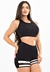 Conjunto Fitness Feminino Short e Cropped Preto com Branco e Tela | REF: LX197 - comprar online