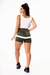 Conjunto Fitness Short Verde Militar com Branco Cintura Alta e Cropped Regata Branco com Detalhes | REF: CSV8 na internet