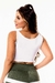 Top Cropped Fitness Academia Branco com Verde Militar | REF: SV15 na internet