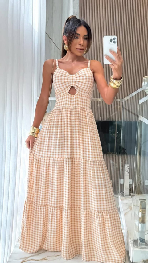 VESTIDO LONGO VISCOLINHO ETAMPADO - comprar online
