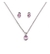 Colar Conjunto com Zircônia Rosa Cravejada Capinha