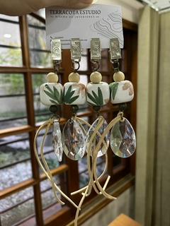 Pesa mantel Ceramica cuadrada Verde/Marron