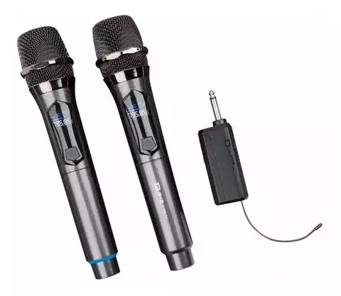 MICROFONE SEM FIO DUPLO RECARREGÁVEL