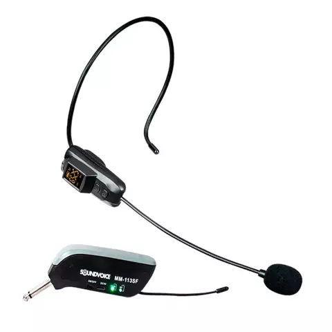MICROFONE HEADSET DE CABEÇA SEM FIO UHF MM-113 SOUNDVOICE