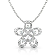 COLAR PINGENTE FLOR PONTOS DE LUZ PRATA