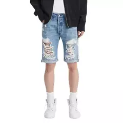 Bermuda Jeans Levis 501 Original Cut Off - Masculino - Azul