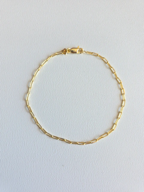 Pulseira elos retangulares média banhada a ouro 18k