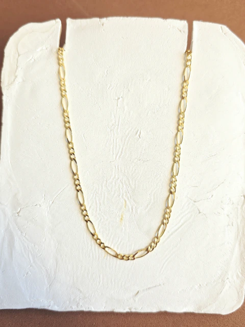 Corrente elos grumê 3x1 banhada a ouro 18k