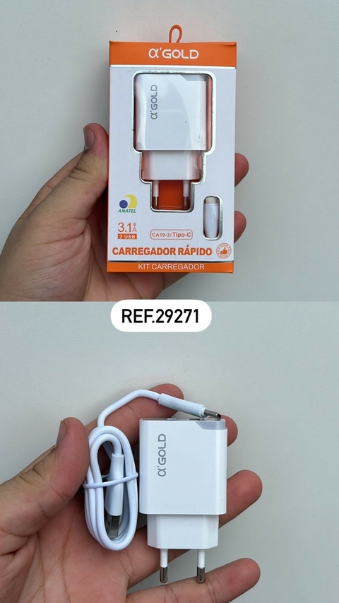 CARREGADOR RAPIDO TIPO C 3.1 CA19-3 GOLD REF.29271 (I) - comprar online