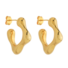Brinco Dourado Orgânico Quadrado com Bordas Arredondadas - comprar online
