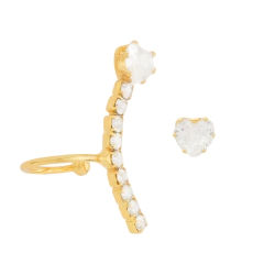 Piercing Dourado Earcuff Coração Cravejado de Zircônia Com Brinco - comprar online