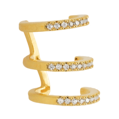 Piercing Dourado Três Argolas Cravejado de Zircônia - comprar online