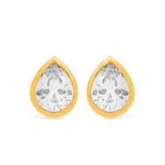 Brinco Dourado de Gota em Zircônia