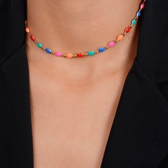 Chocker Dourada Colorida com Extensor - comprar online