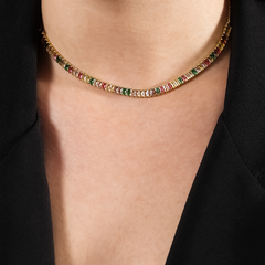 Colar Dourado Chocker de Pedras Coloridas - comprar online