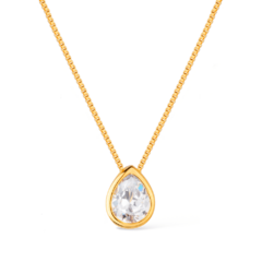 Colar Dourado de Gota em Zircônia