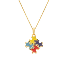 Colar Dourado Autismo Formato Quebra-Cabeça - comprar online