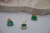 Conjunto corrente ponto de luz e brinco verde escuro banhado em ouro 18k - comprar online
